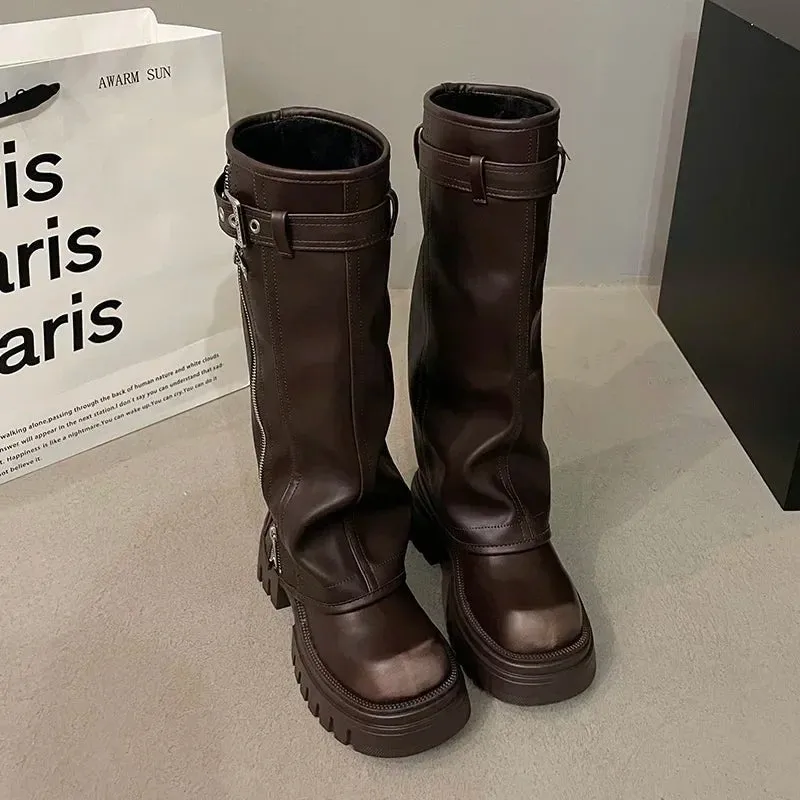 Ambrose Kniehohe Plateau-Stiefel