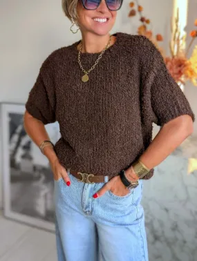 Boucle Pullover mit Halbarm BROWNIE