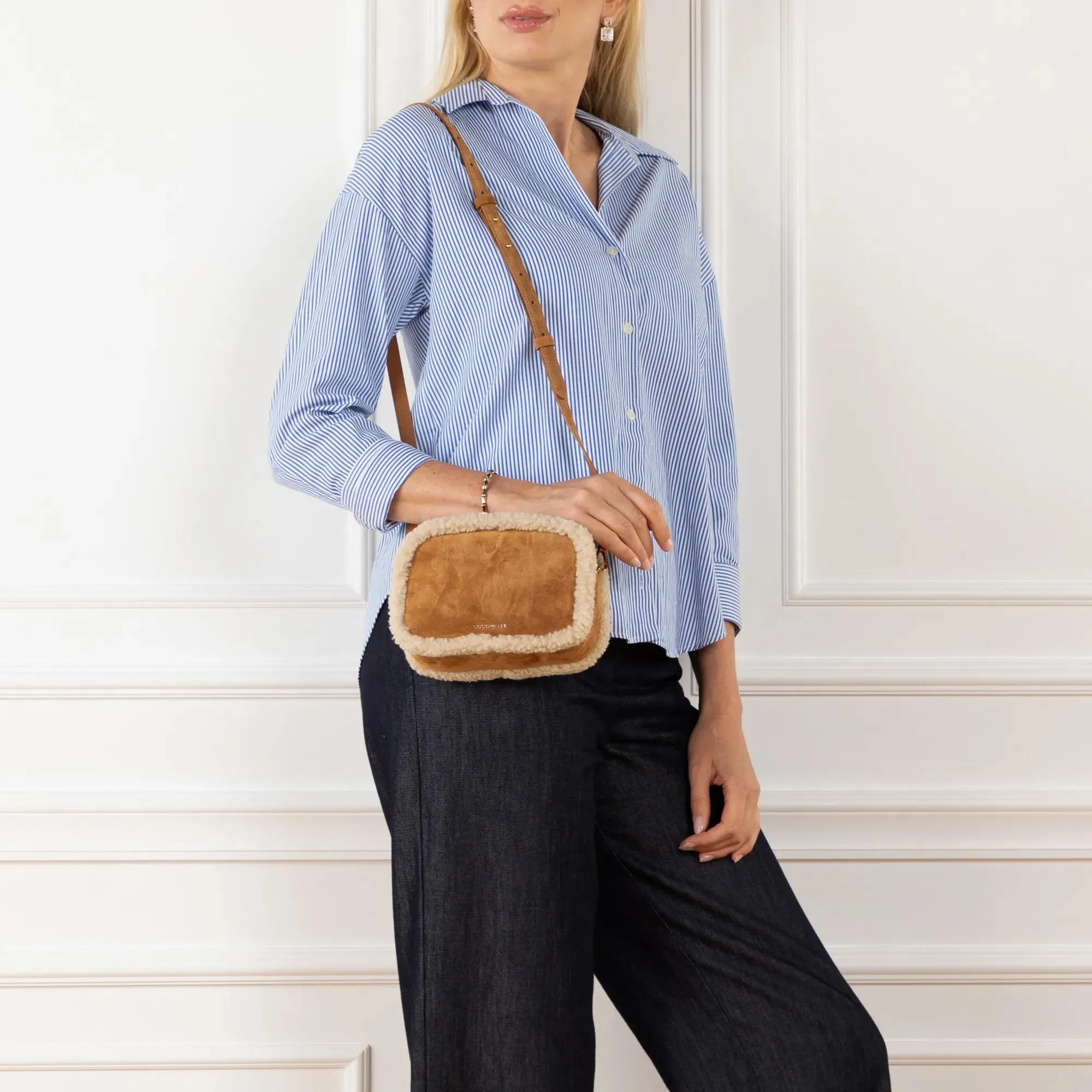   Coccinelle  Tebe Eco Shearling Natural/Cuir  Crossbody Bag 