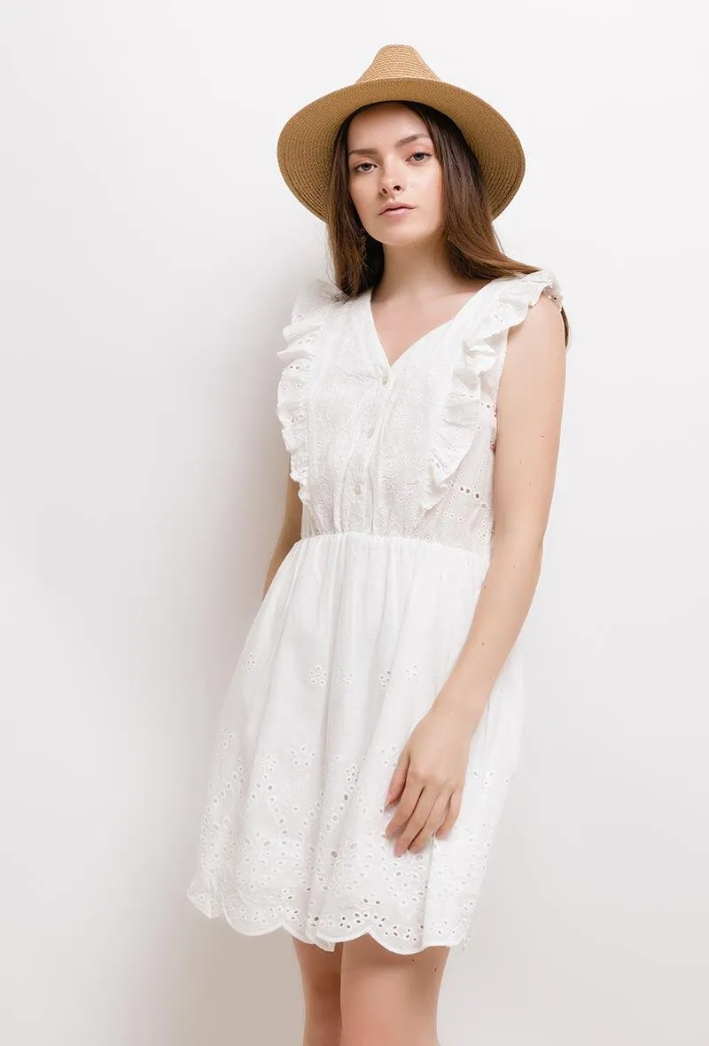 Embroidered and perforated dress