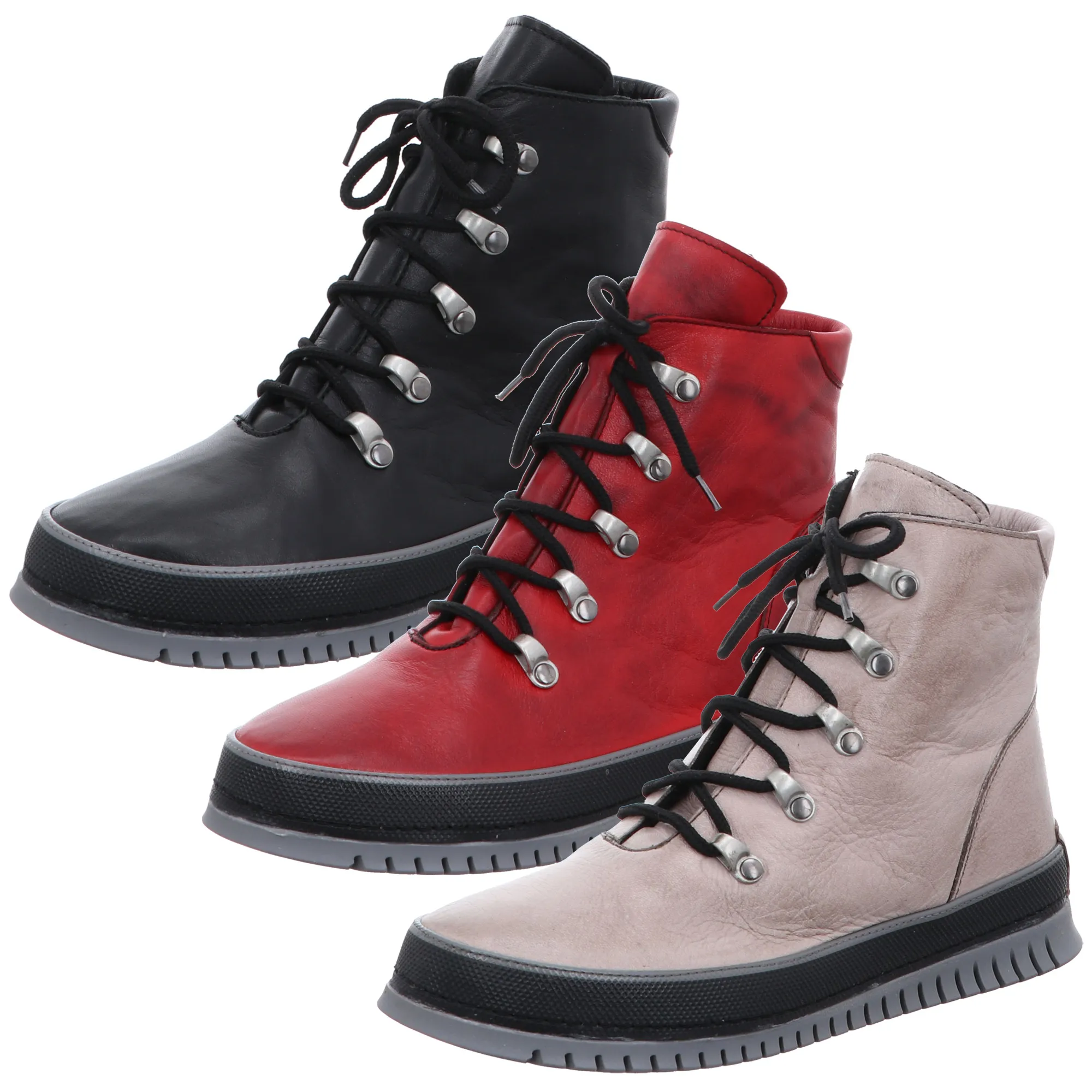 Gemini Damen Stiefelette Leder Schnürboot sportlich Profilsohle