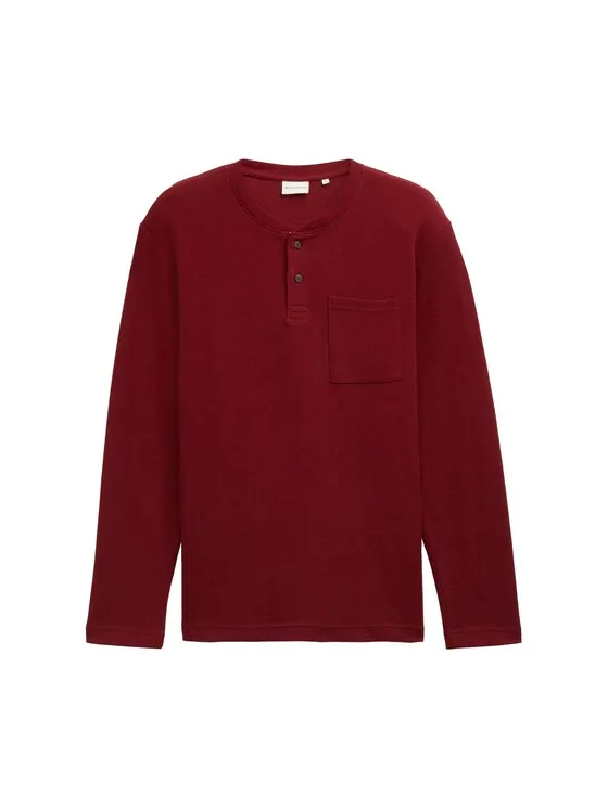 Henley Langarmshirt mit Struktur
