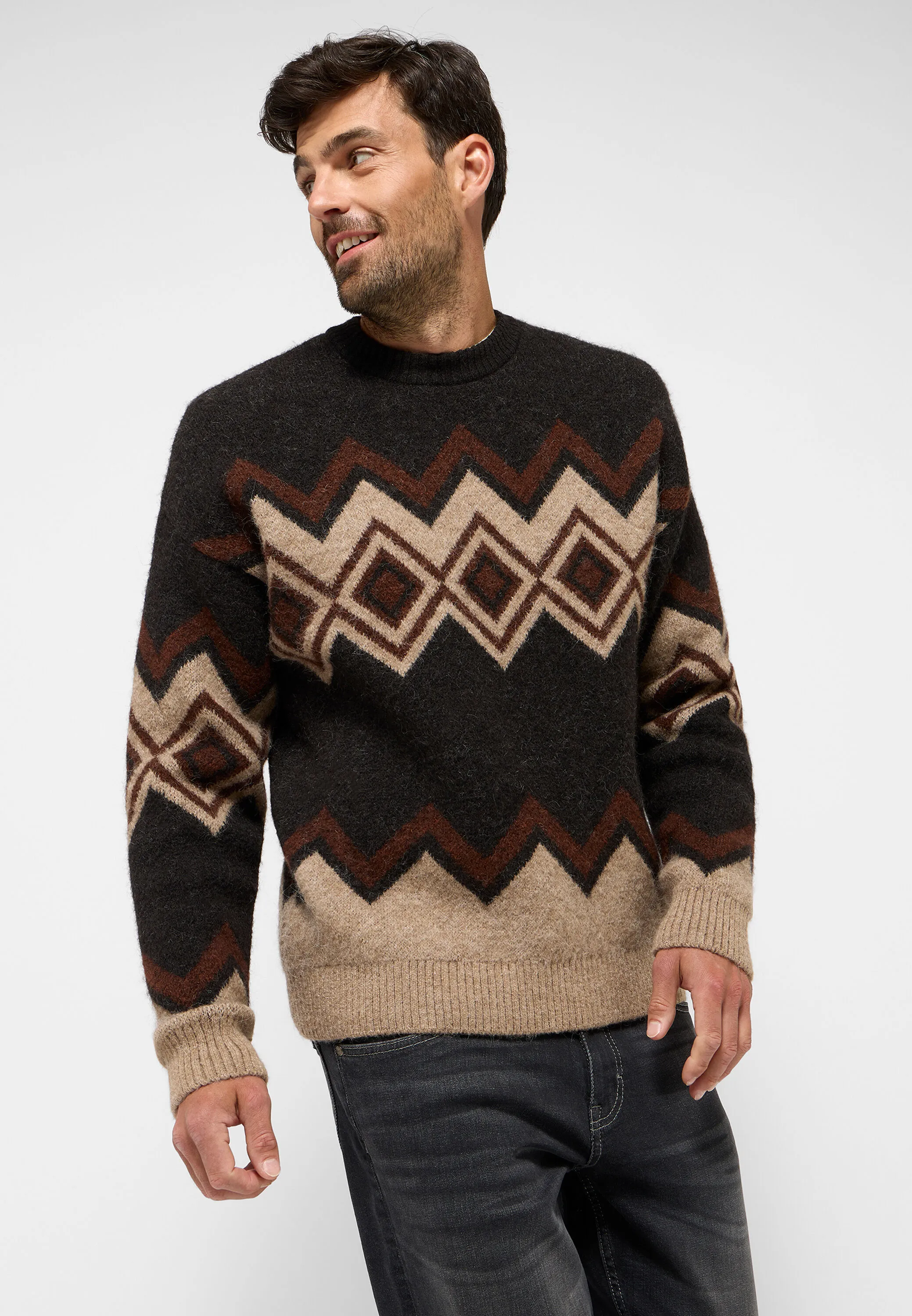 Mehrfarbiger Strickpullover mit Alpaka