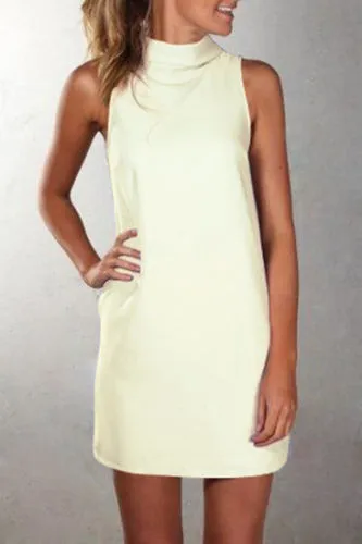 Modische Casual hohen Hals ärmellos einfarbig Kleid