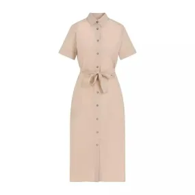   Peserico  Chemisier Beige Cotton Midi Dress Neutrals