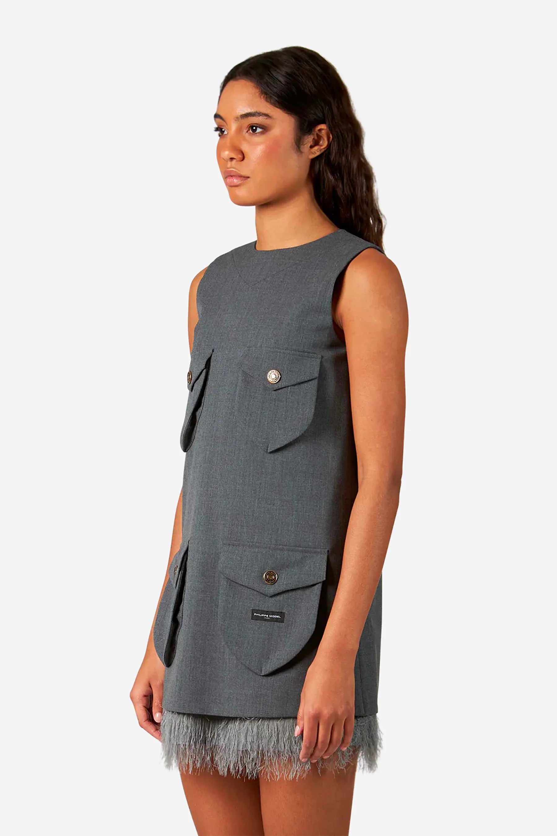 PHILIPPE MODEL Heavy Wool Blend Stretch Dress  