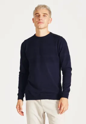 Strickpullover LEANDER aus Bio-Baumwolle - Blue